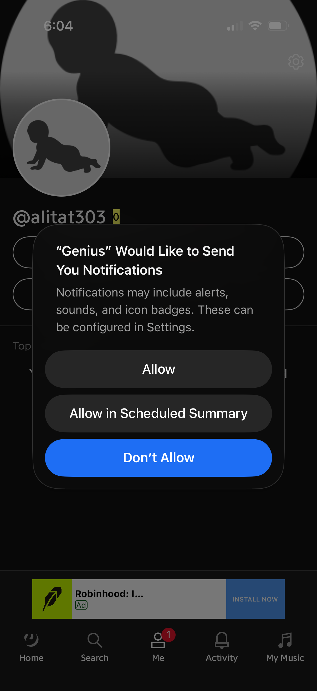 genius notifications screenshot